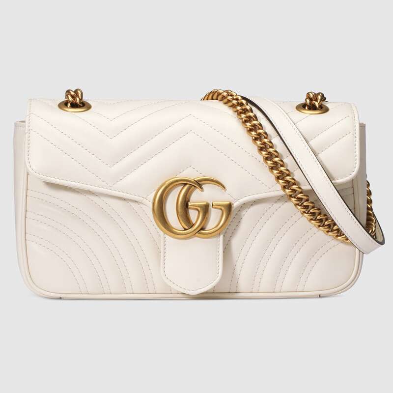 Marmont Small Matelasse Shoulder Bag 443497 White